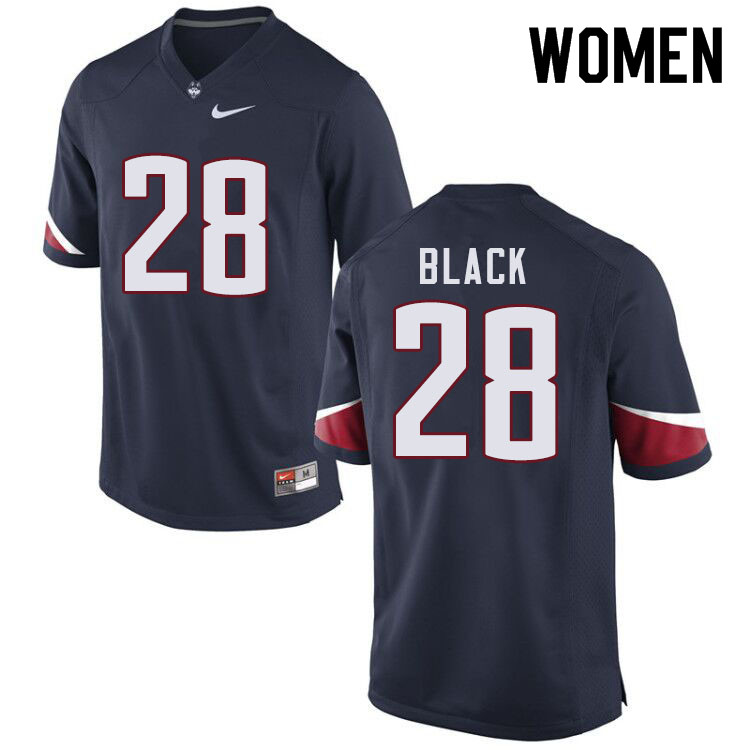 Women #28 Dante Black Uconn Huskies College Football Jerseys Sale-Navy
